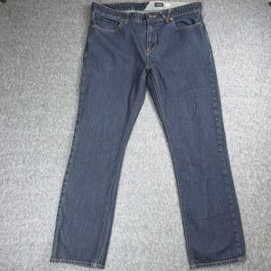 Volcom Jeans Mens 36 Blue Solver Modern Straight Dark Wash Cotton Denim A193181V
